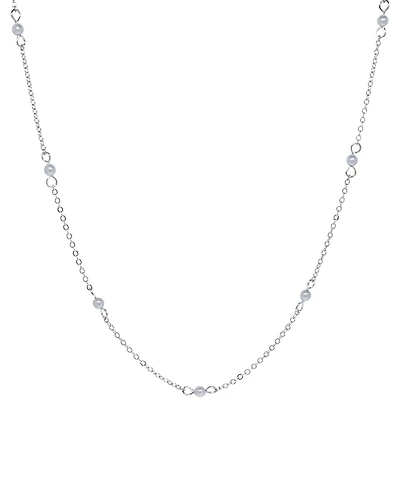 2028 Silver-Tone Gray Imitation Pearl Chain Necklace