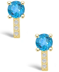 Macy's Topaz (2-1/3 ct. t.w.) and Diamond (1/8 ct. t.w.) Stud Earrings in 14K Yellow Gold