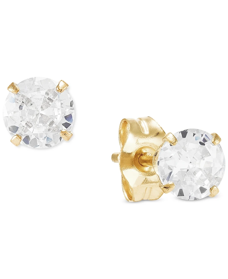 2-Pc. Set Cubic Zirconia Stud & Textured Greek Key Hoop Earrings in 10k Gold