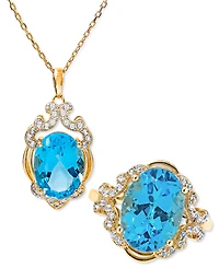 Blue Topaz (7 ct. t.w) Pendant Necklace in 14K Gold Plated Sterling Silver