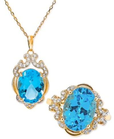 Blue Topaz White Topaz Jewelry Collection In 14k Gold Plated Sterling Silver