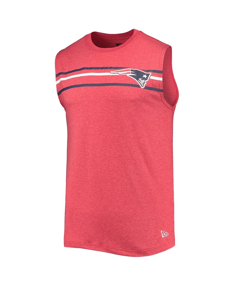 Men's New Era Red New England Patriots Brushed Sleeveless Tank Top