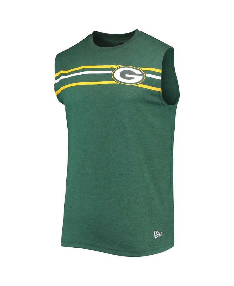 Men's New Era Green Green Bay Packers Brushed Sleeveless Tank Top