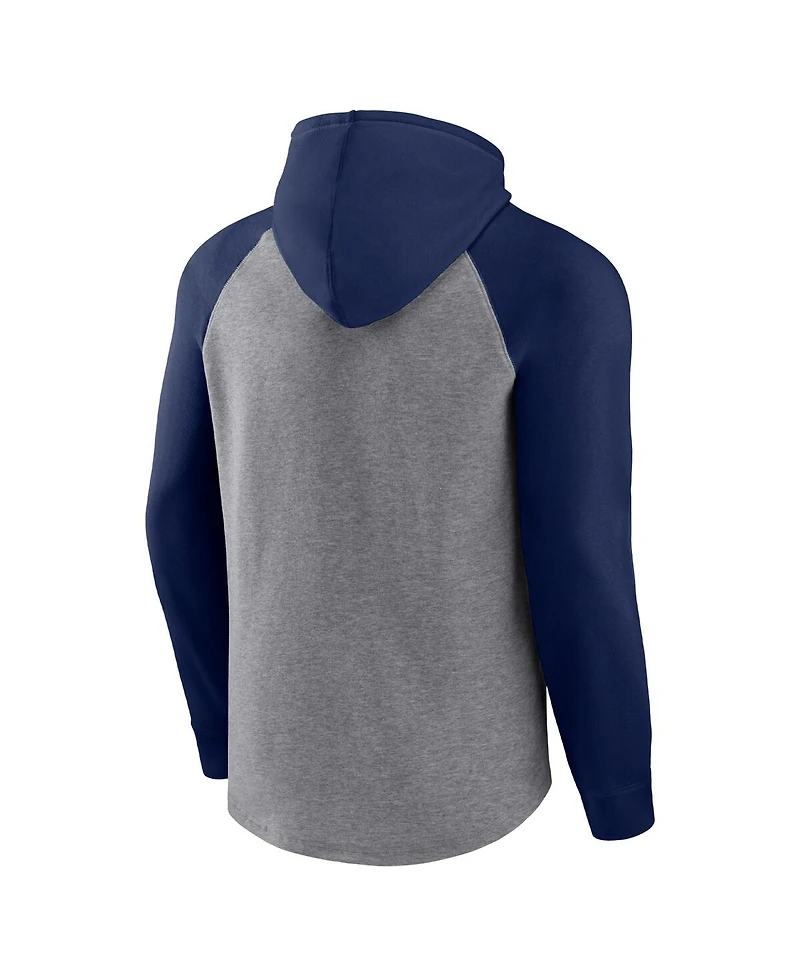Men's Fanatics Heathered Gray, College Navy Seattle Seahawks By Design Raglan Pullover Hoodie