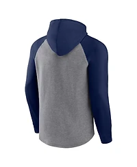 Men's Fanatics Heathered Gray, College Navy Seattle Seahawks By Design Raglan Pullover Hoodie