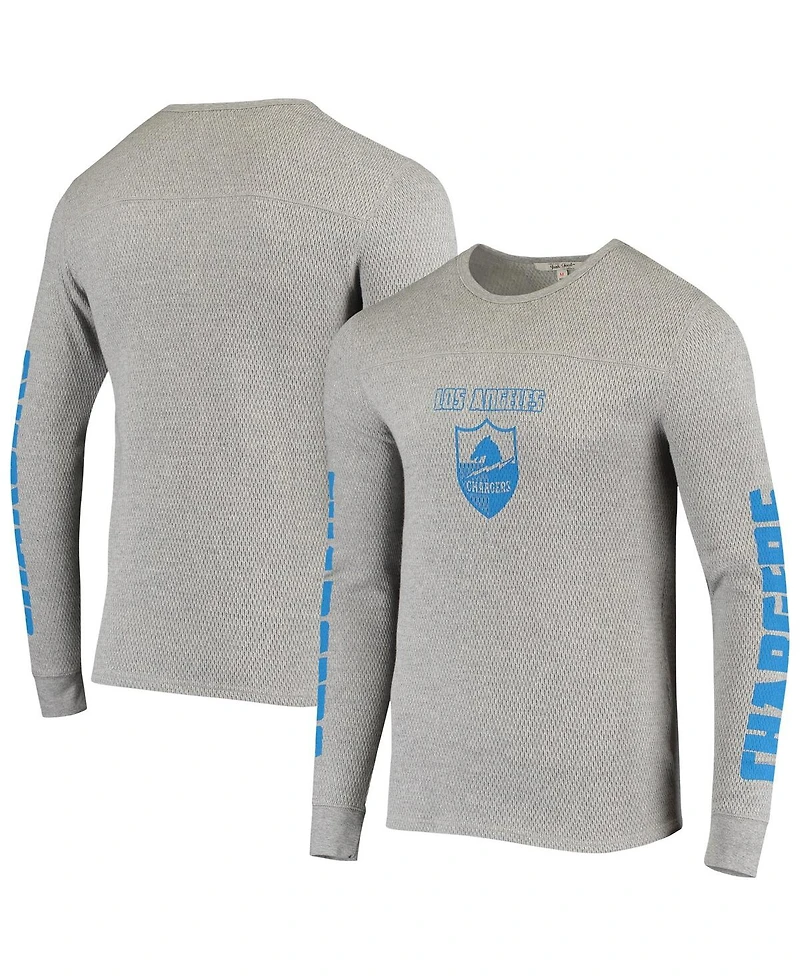 Men's Junk Food Heathered Gray Los Angeles Chargers Heavyweight Thermal Long Sleeve T-shirt