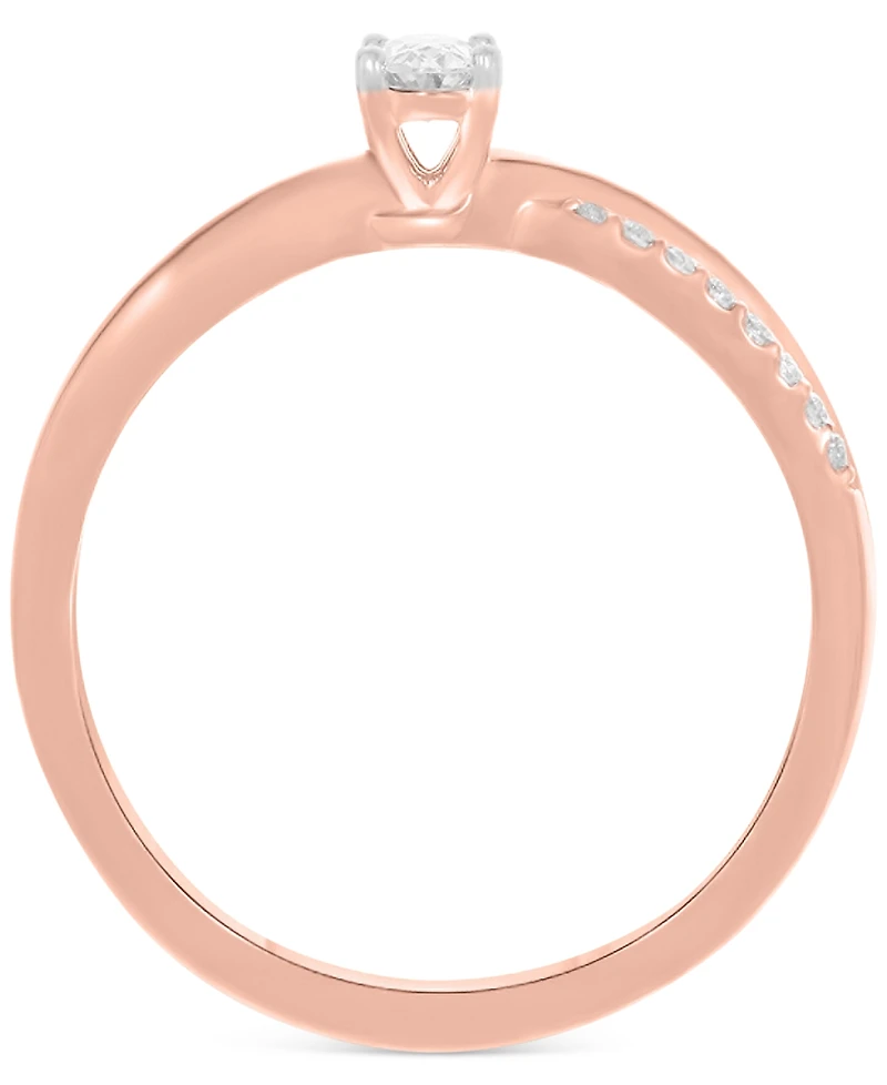 Diamond Oval-Cut Swirl Solitaire Engagement Ring (1/4 ct. tw) in 14k White, Yellow or Rose Gold