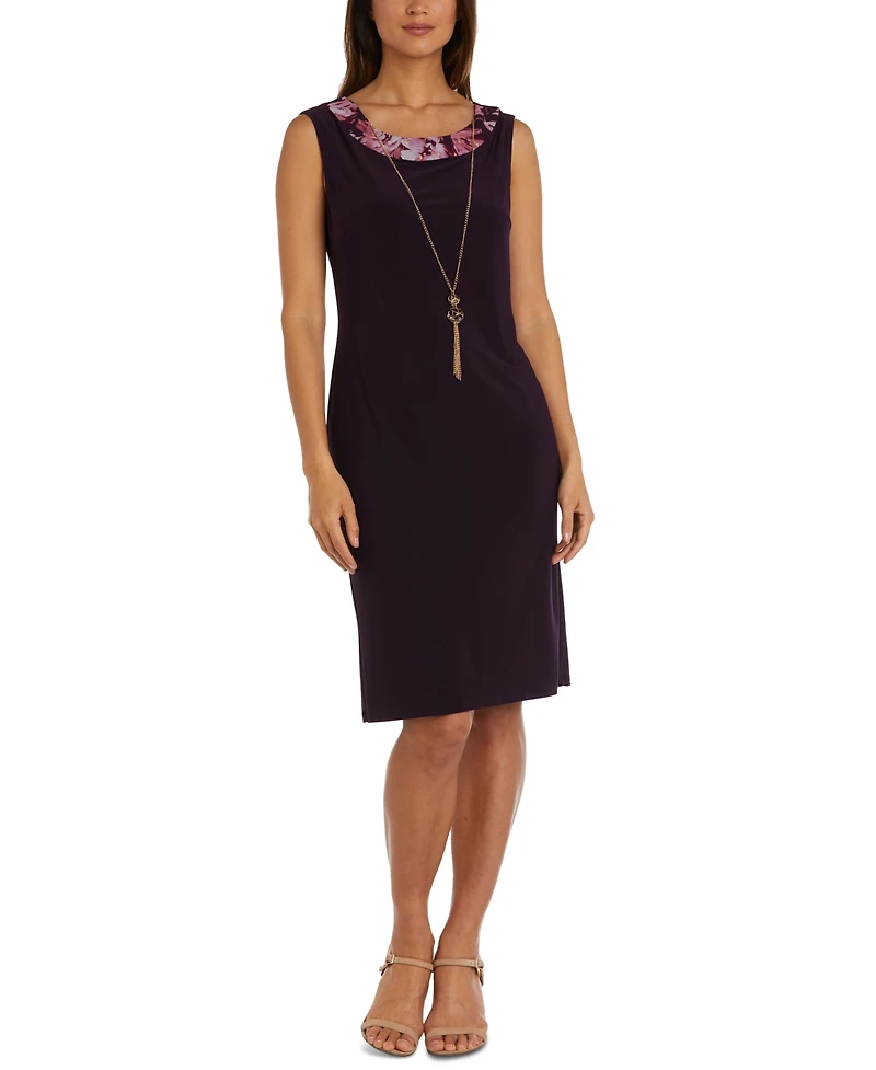 R & M Richards Women's Necklace Dress Foil-Print Jacket