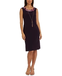 R & M Richards Women's Necklace Dress Foil-Print Jacket