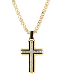 Esquire Men's Jewelry Diamond Religious Cross 22" Pendant Necklace (1/6 ct. t.w.), Created for Macy's