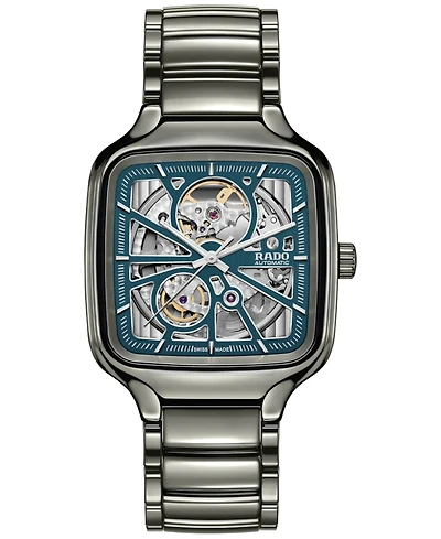 Rado Unisex Swiss Automatic True Square Gray Ceramic Bracelet Watch 38mm