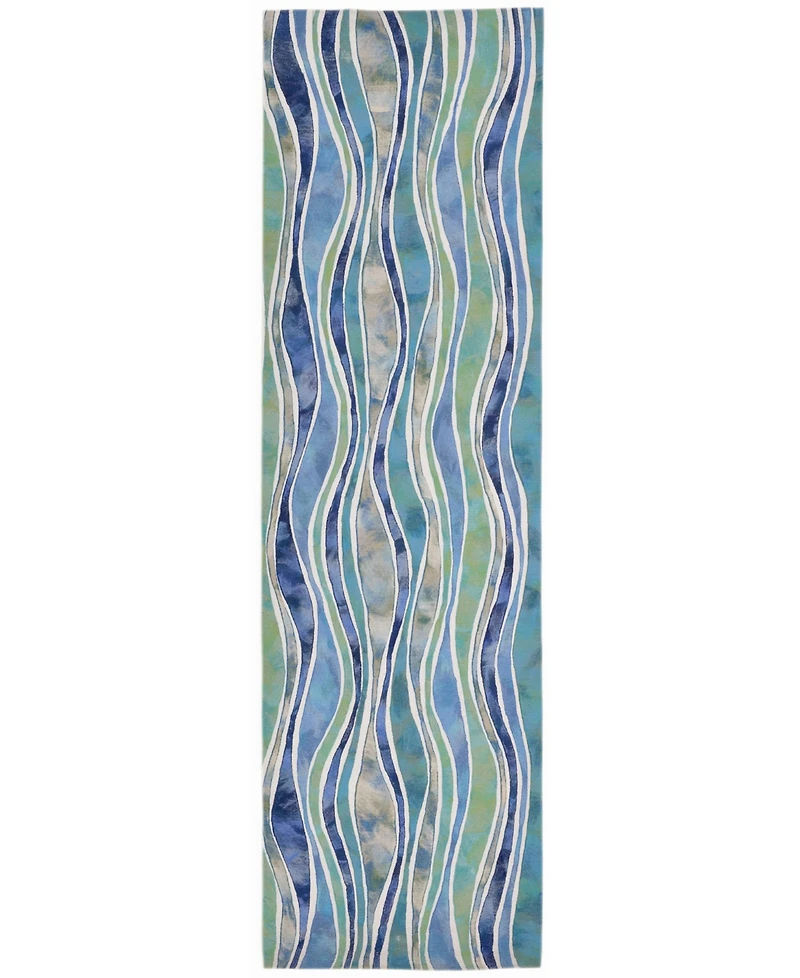 Liora Manne' Visions Iii Wave 2'3" x 8' Runner Outdoor Area Rug