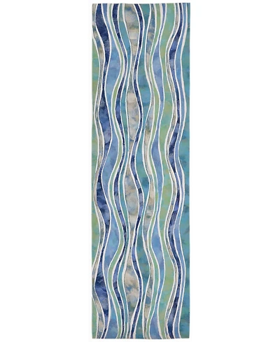 Liora Manne' Visions Iii Wave 2'3" x 8' Runner Outdoor Area Rug