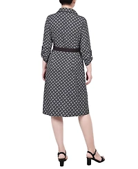 Ny Collection Petite 3/4 Roll Tab Sleeve Shirtdress