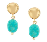 Turquoise & Nugget Sculptural Drop Earrings in 14k Gold
