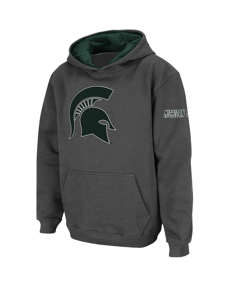 Big Boys Stadium Athletic Charcoal Michigan State Spartans Logo Pullover Hoodie