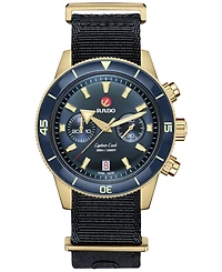 Rado Men's Swiss Automatic Chronograph Captain Cook Blue Nato Strap Watch 43mm