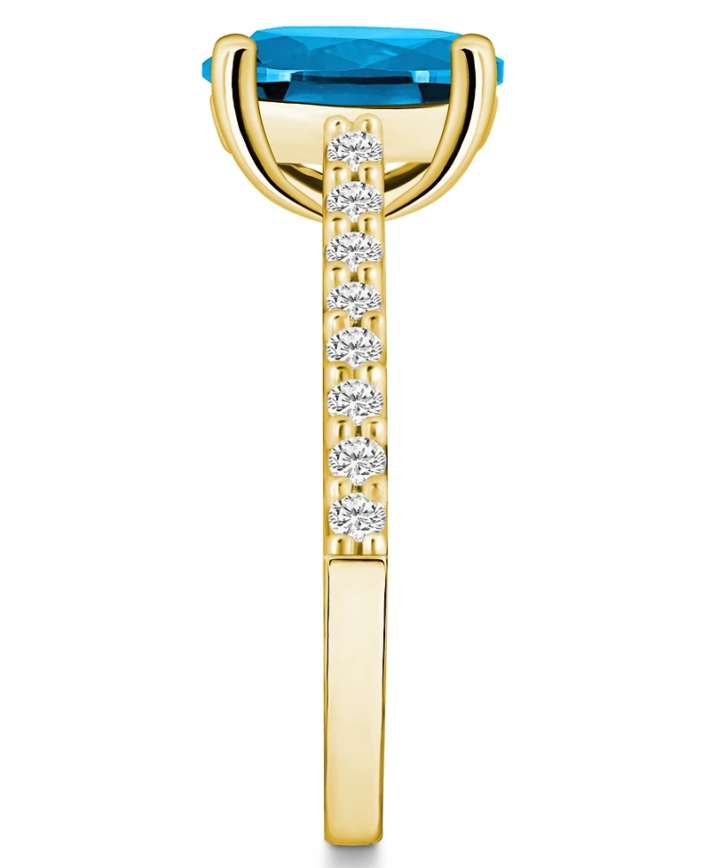 Macy's Blue Topaz (3-5/8 ct. t.w.) and Diamond (1/4 Ring 14K Yellow Gold