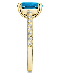 Macy's Blue Topaz (3-5/8 ct. t.w.) and Diamond (1/4 Ring 14K Yellow Gold