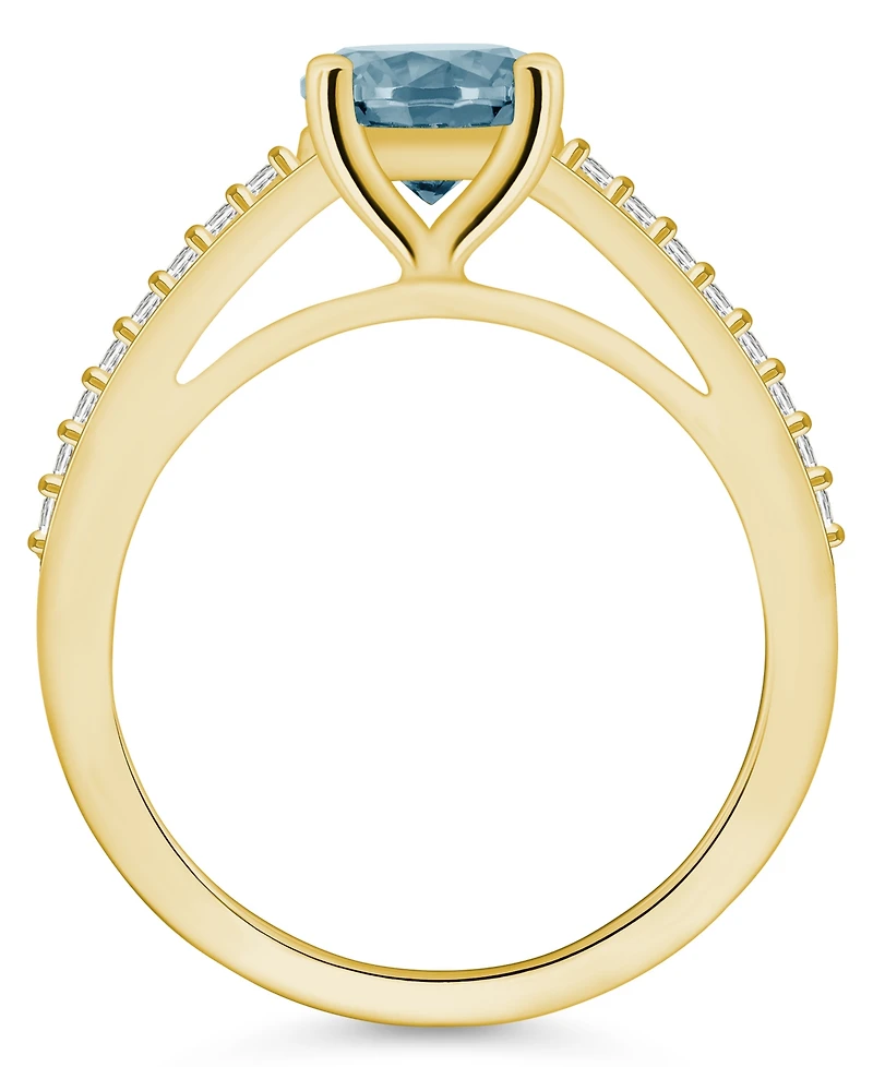 Macy's Aquamarine (1-1/4 ct. t.w.) and Diamond (1/6 Ring 14K Yellow Gold