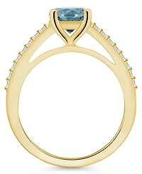 Macy's Aquamarine (1-1/4 ct. t.w.) and Diamond (1/6 Ring 14K Yellow Gold