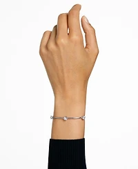 Swarovski Silver-Tone Crystal Station Bangle Bracelet