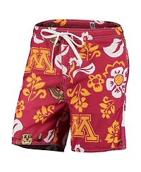 Men's Wes & Willy Maroon Minnesota Golden Gophers Floral Volley Logo Swim Trunks