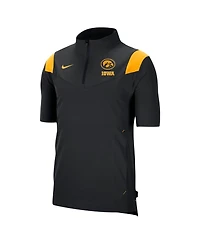 Men's Nike Black Iowa Hawkeyes Coach Short Sleeve Quarter-Zip Jacket