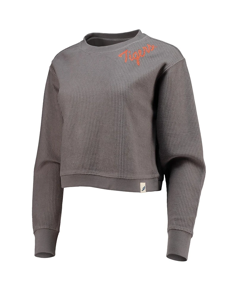 Women's League Collegiate Wear Charcoal Clemson Tigers Corded Timber Cropped Pullover Sweatshirt