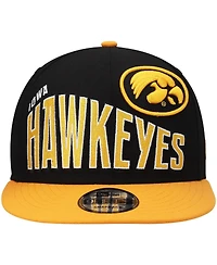 Men's New Era Black Iowa Hawkeyes Two-Tone Vintage-Like Wave 9FIFTY Snapback Hat