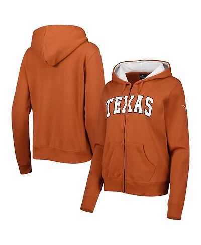 Women's Colosseum Texas Orange Longhorns Arched Name Full-Zip Hoodie