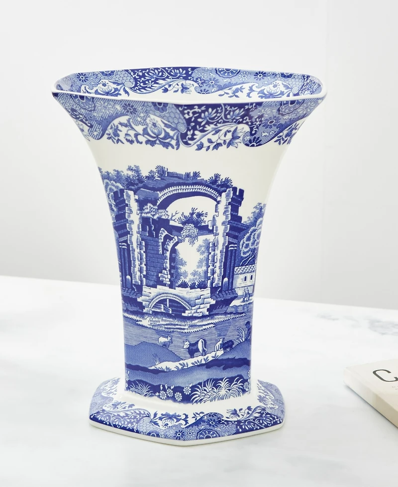 Spode Blue Italian Hexagonal Vase