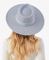 Marcus Adler Women's Chevron Trim Wool Blend Panama Hat