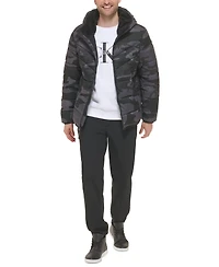 Calvin Klein Men's Chevron Stretch Jacket With Sherpa Lined Hood