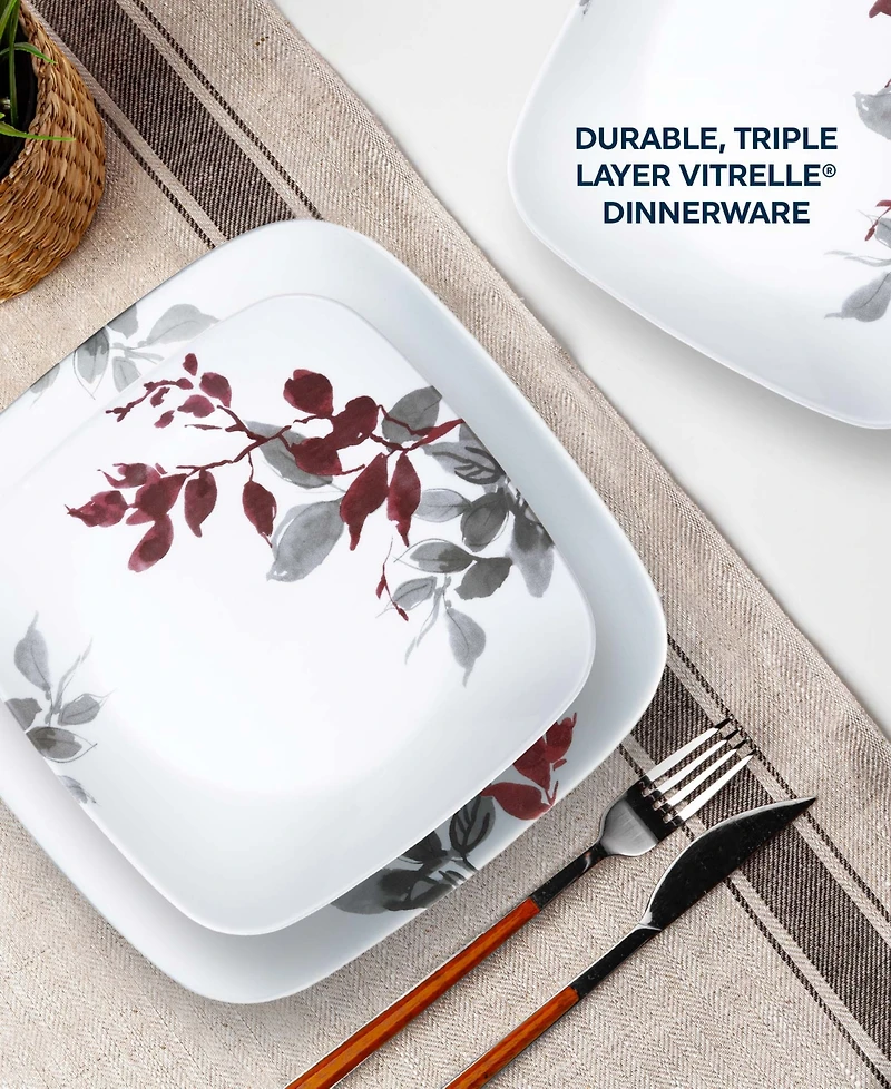 Corelle Square Kyoto Leaves 16 Pc. Dinnerware Set, Service for 4