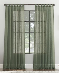 Burlap Weave Linen Blend Tab Top Curtain