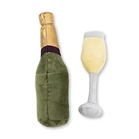 Champawgne-Cheers Plush Dog Toy Gift Set – with Squeaker & Crinkle Paper for Fun Play, Durable for Chewing, Perfect for Playtime and Cuddles