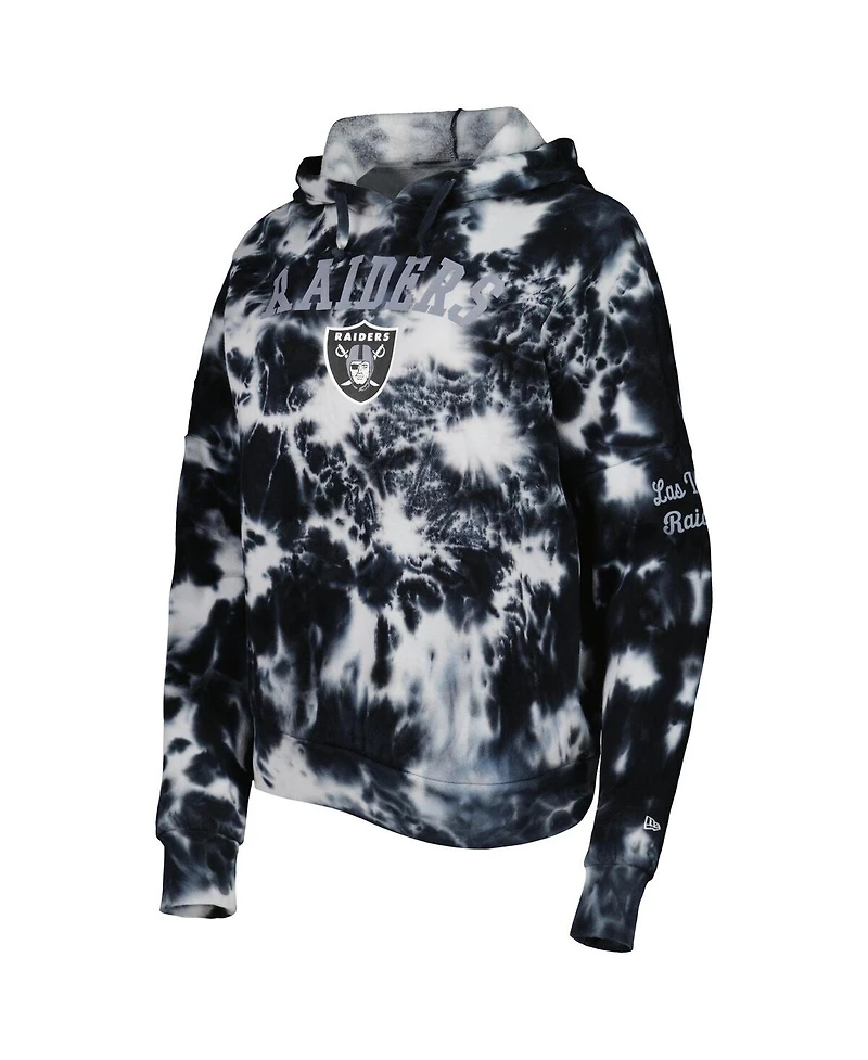 Women's New Era Black Las Vegas Raiders Cloud Dye Fleece Pullover Hoodie
