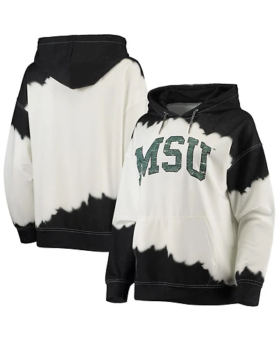 Women's Gameday Couture White, Black Michigan State Spartans For the Fun Double Dip-Dyed Pullover Hoodie