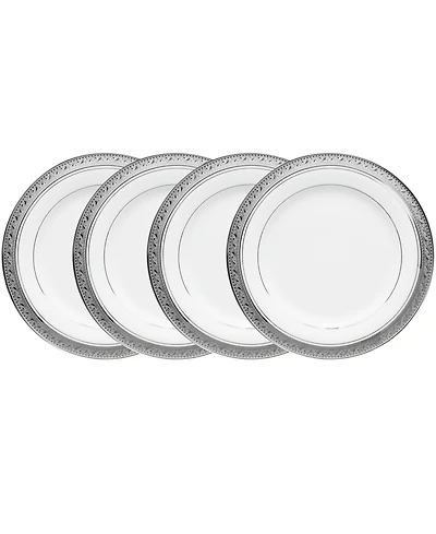 Noritake Crestwood Platinum Set of 4 Bread Butter and Appetizer Plates, Service For 4