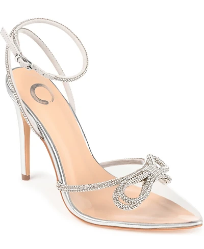 Journee Collection Women's Gracia Vinyl Rhinestone Stilettos