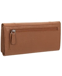 Mancini Women's Pebbled Collection Rfid Secure Trifold Wallet