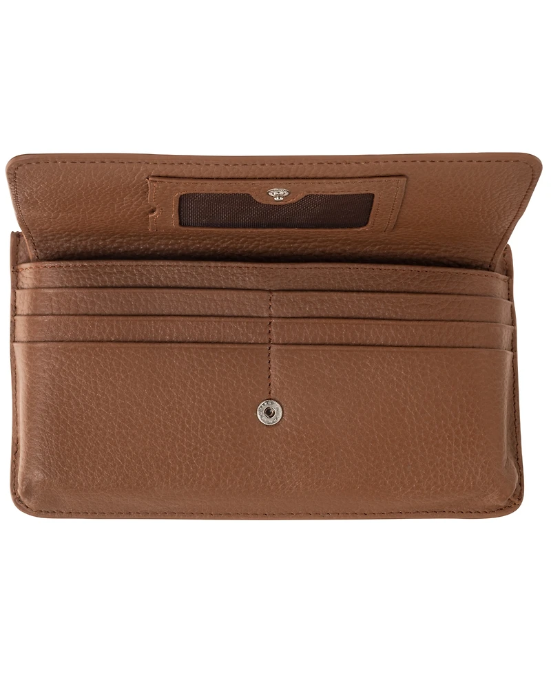 Mancini Women's Pebbled Collection Rfid Secure Crossbody Wallet