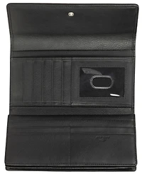 Mancini Women's Basket Weave Collection Rfid Secure Quadruple Fold Wallet