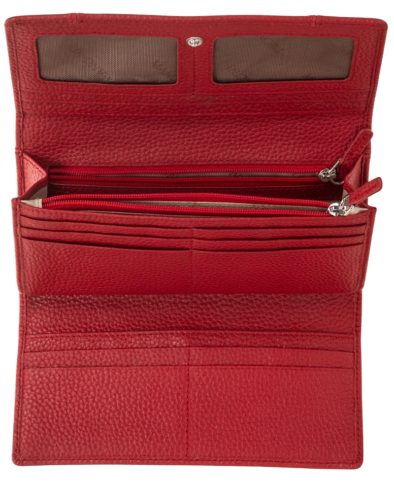 Mancini Women's Pebbled Collection Rfid Secure Trifold Wallet