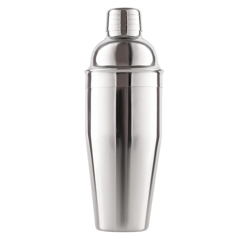 Cocktail Shaker with Built-in Strainer For Bartending & Homebars (24oz) - Silver