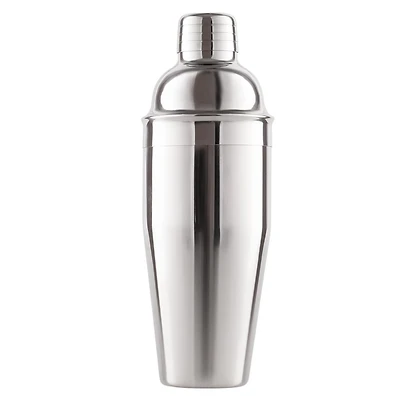 Cocktail Shaker with Built-in Strainer For Bartending & Homebars (24oz) - Silver