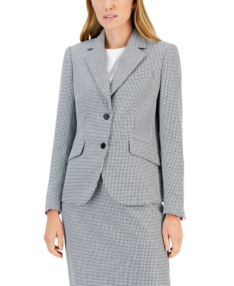Anne Klein Women's Mini Houndstooth Two-Button Jacket & Flare-Leg Pants Pencil Skirt