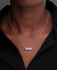 Amethyst (3/4 ct. t.w.) & Diamond (1/10 ct. t.w.) Bar 17" Pendant Necklace in Sterling Silver (Also in Lab-grown White Sapphire, Lab-grown Pink Sapphi