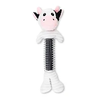 Country Living Black & White Cow Plush Dog Toy – Durable Thermoplastic Rubber with Squeaker & Crinkle Paper for Fun Play, Suitable for All Dog